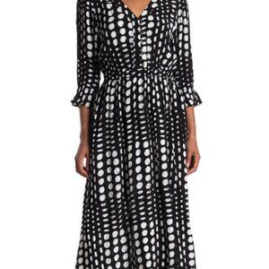 NWT Melloday Midi Dress dot print in tan/white XS